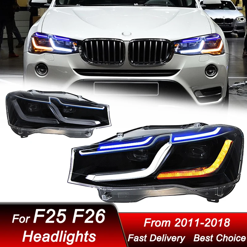 

Pop Car Headlights For BMW X3 F25 X4 F26 11-18 new style LED Headlamp Assembly Upgrade High Configure Projector Lens Accessories