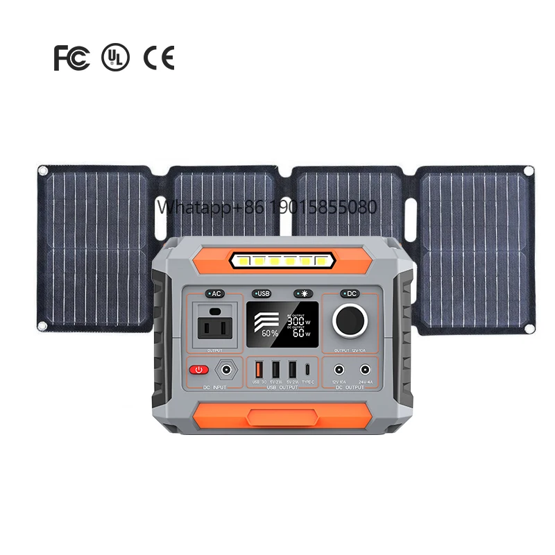 

OEM 300W Rechargeable Solar Portable Power Station for Home Outdoor Camping Emergency MPPT Controller Flashlight Cigar Lighter