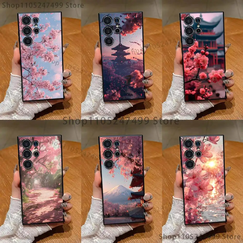 

Japanese cherry blossoms Phone Case For Samsung S25,S24,S21,S22,S23,S30,Ultra,S20,Plus,Fe,Lite,Note,10 Black Soft Shell