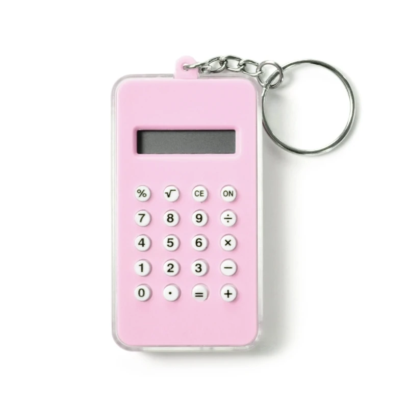 DXAB Leuke Mini Rekenmachine met Doolhof, Zakformaat 8 Cijfers Basis Rekenmachine Draagbare Sleutelhanger Rekenmachine voor Kid