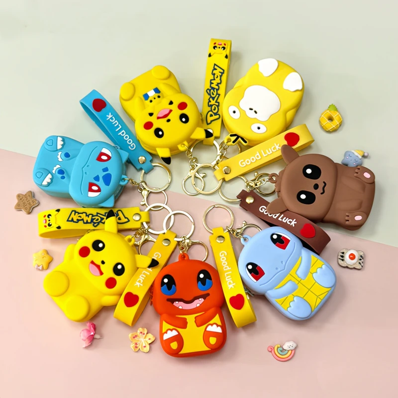 Anime Pokémon Pikachu Squirtle Eevee Psyduck Charmander Bulbasaur Coin Purse Cute Bag Key Chain Pendant Coin Purse Gift