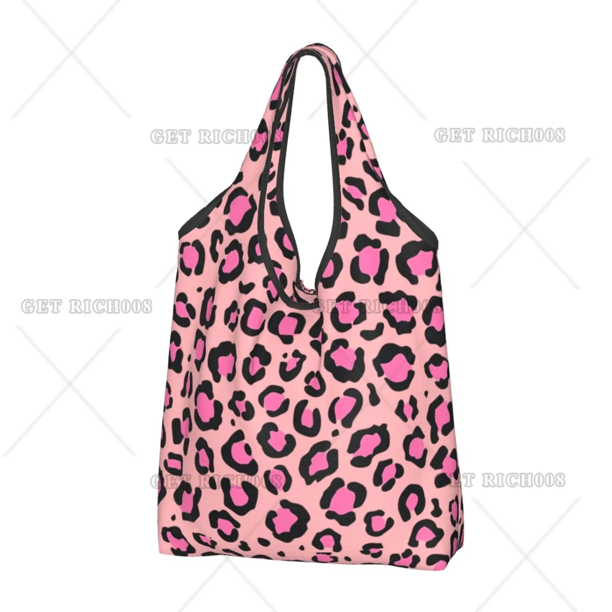 

Pink Leopard Shopper Bag Portable Bag for Women Recyclable Grocery Bags Bag Eco Bag No Zipper Fashion Handbags Outdoor