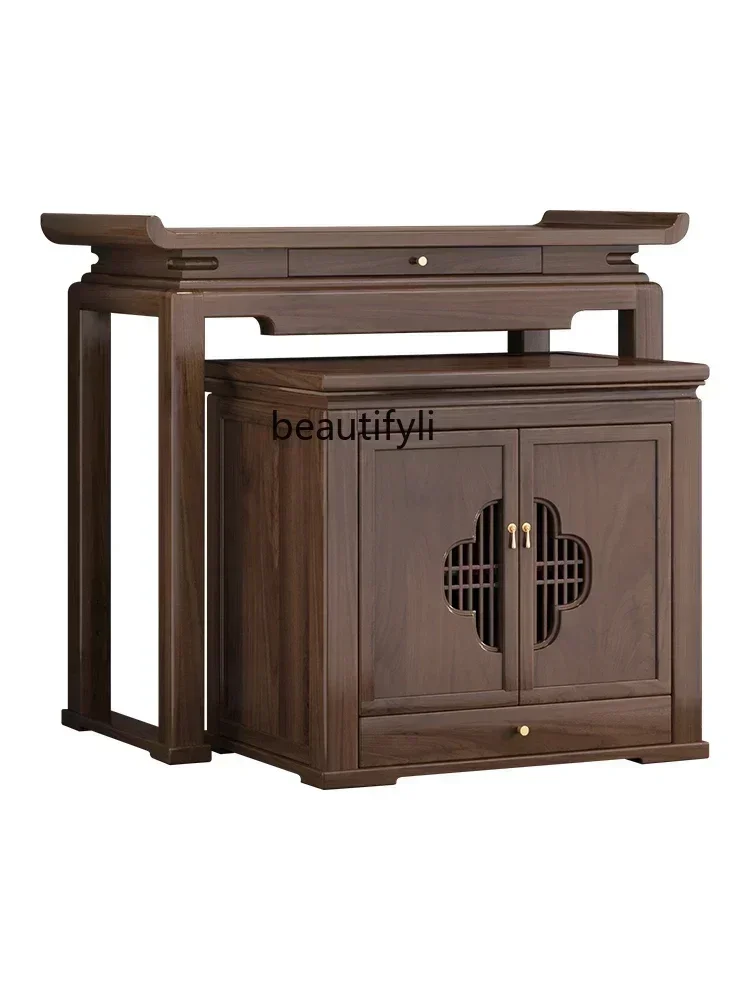 

-FG28New Chinese Style Black Walnut Solid Wood Altar Domestic Buddhist Hall Table Buddha Table Simple Prayer Altar Table