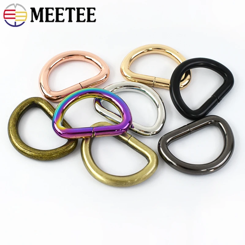 10-50Pcs Meetee 25mm D Rings for Bag Strap Backpack Belt Metal Buckles KeyChain Connect Loop Clasp Dog Collar Hook Accessories