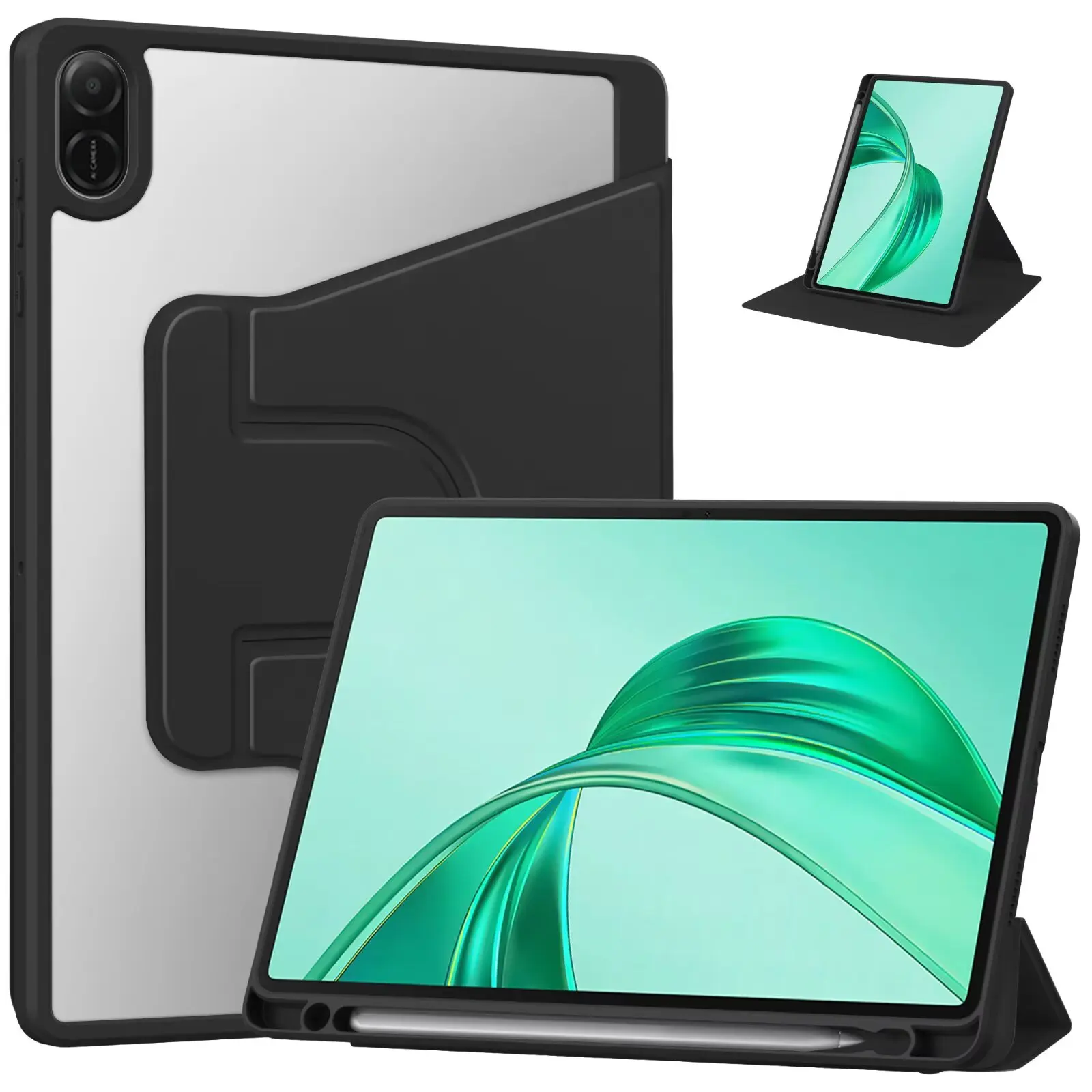 Tablets Case For Honor pad X8a 11 Inch Three fold before supporting transparent pen slot 360-degree rotation
