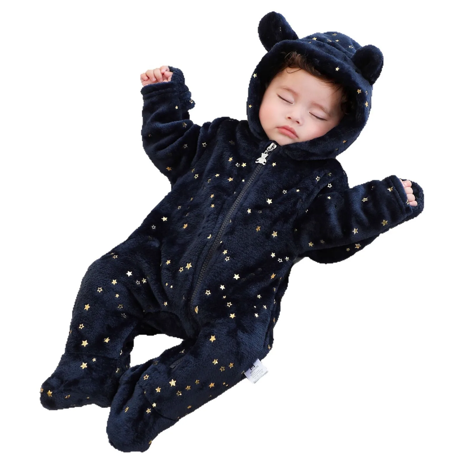 

Winter Newborn Baby rompers Fashion gilding overalls Flannel Hooded Kids Baby Girl boy Rompers 0-1 Years Jumpsuit Outfits