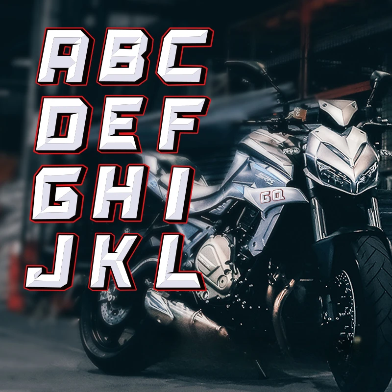 Letter Motorcycle Stickers Refit Motorbike Fuel Tank Windshield Vinyl Decals Waterproof DIY Moto Helmet Stickers ABCDEFGHIJKL
