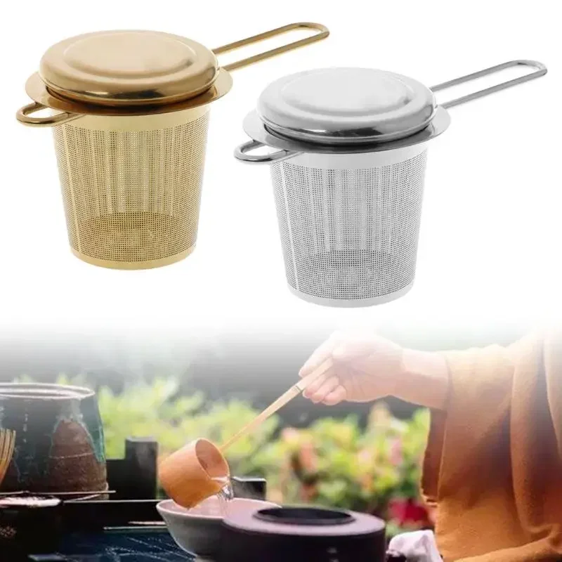 2pcs Penyedut Teh Mesh Boleh Diguna Semula  Penapis Keluli Tahan Karat Teko Daun Longgar Penapis Rempah Dengan