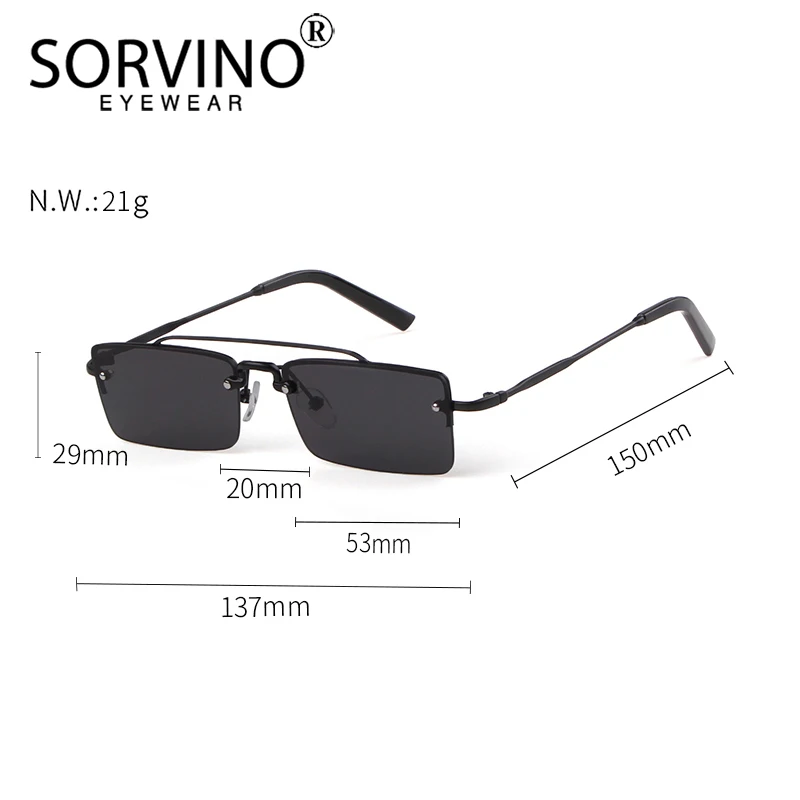 SORVINO صغيرة بدون شفة مربع النظارات الشمسية النساء 2025 العلامة التجارية الفاخرة مصمم صغير مستطيل 90s الأصفر الأحمر نظارات شمسية ظلال SP261