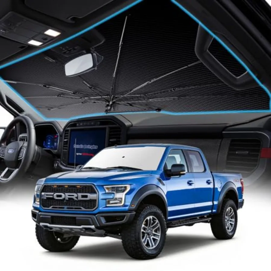

Солнцезащитный экран на лобовое стекло для Ford F150 2021-2025 с кристаллическим покрытием, блокирующий 99% УФ-излучения – сохраняет прохладу в салоне и защищает интерьер на 360° ° Sw