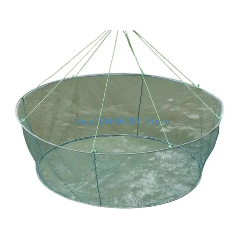 

652F Compacts Foldable Fishing Net With Centralized Baits Pouches Tear Resistant Fish Catcher for Outdoor Lover