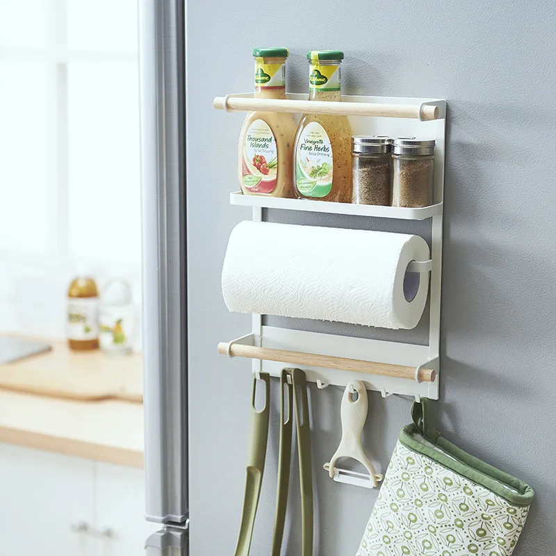 

Refrigerator Storage Shelf, Wall Side Hanging Storage Rack, Kitchen Shelf, Towel Bottle, Spice Organizer, Kitchen Accessories