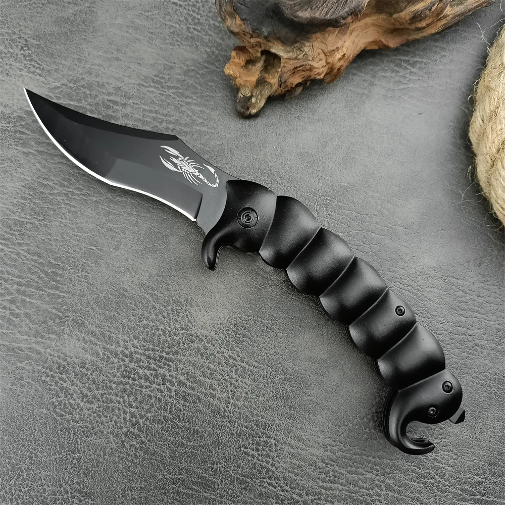 2024 Model DA61 Folding Knife with Box 5Cr13Mov Blade Black Aluminium Handle Hunting Tool Outdoor Adventure Portable Knives