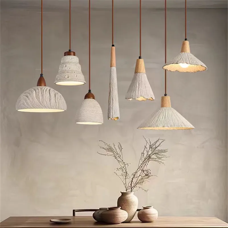 

Japanese Concrete Cement pendant lamp led Bedroom Bedside small lamp Study Art Loft Designer Light restaurant bar counter lamp