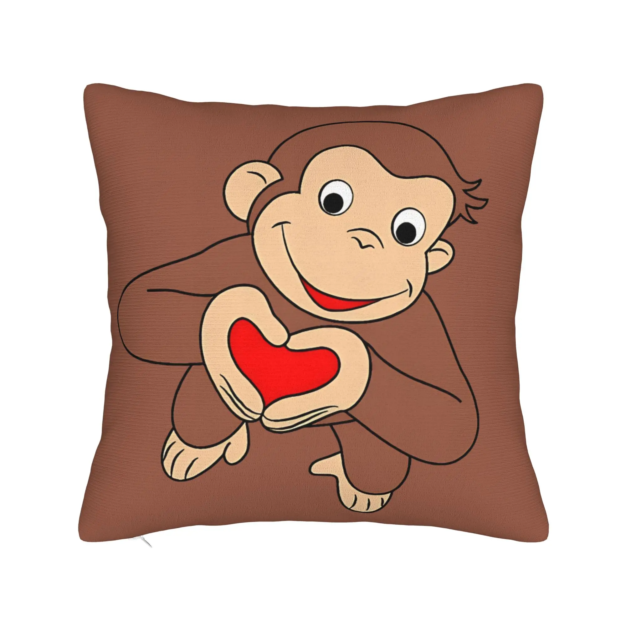 Curious George Is All Heart Pillowcases  Funny Pillow Case For Couch Sofa Bedroom Soft Pillow Cover