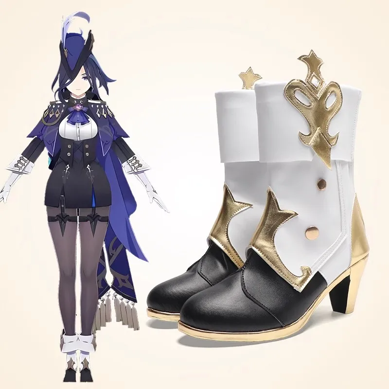 Game Genshin Impact Clorinde Cosplay Shoes Anime Cos Long Boots Halloween Party Role Play Costume Accessories for Men Women