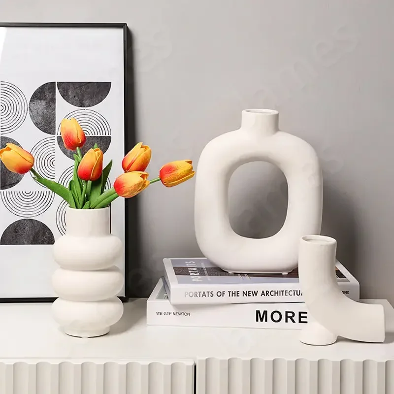 Nordic Style Vas Ceramic Vases Flower Arrangement Art Abstract Living Room Table Home Decoration Modern Style Ceramics Jug Jar