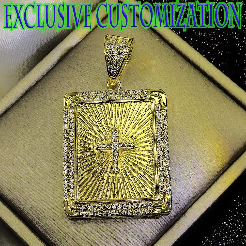 New trendy brand necklace, luxurious diamond inlaid cross card pendant, premium gilded, hip-hop popular decoration