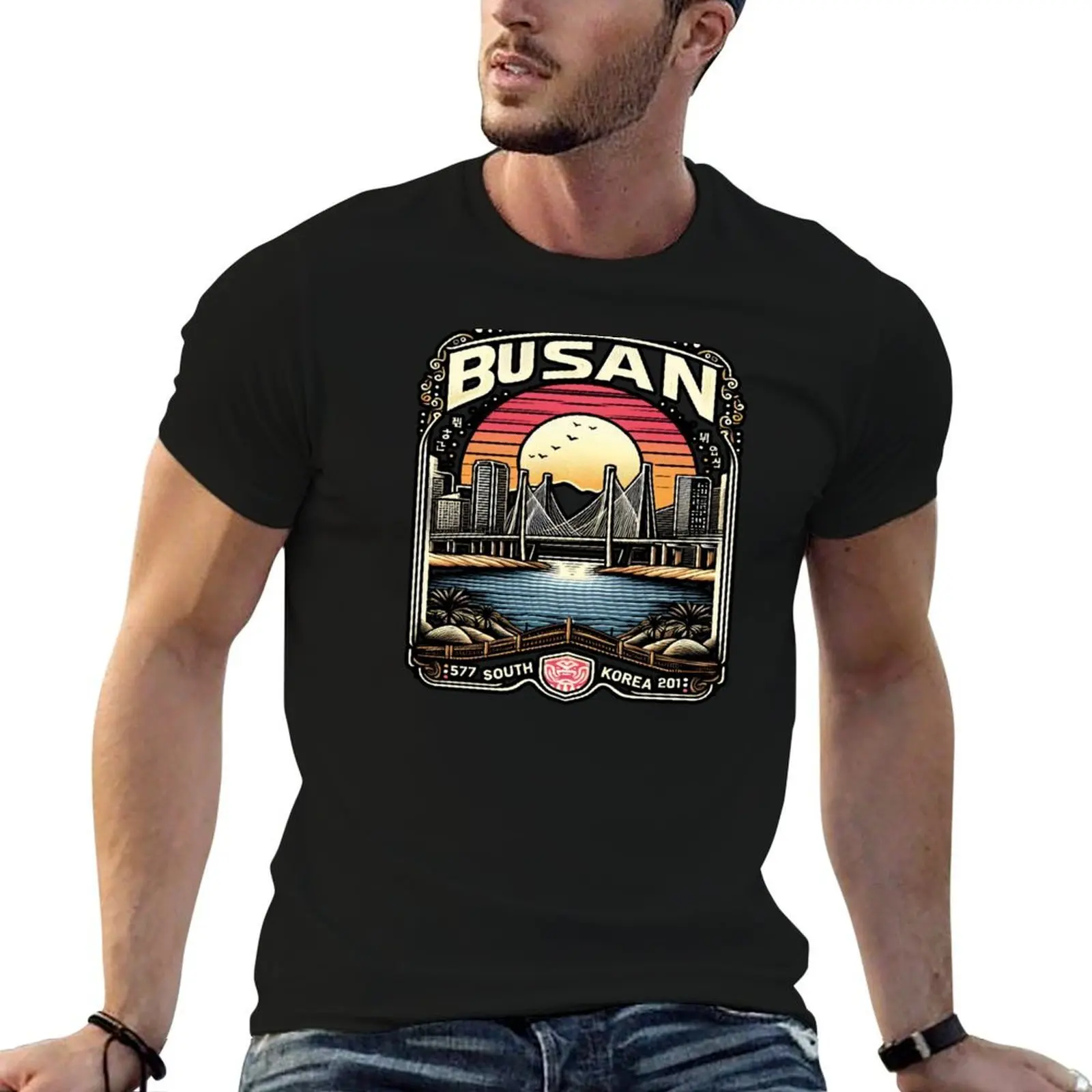 busan south korea T-Shirt t shirts for man graphic vintage man tshirt T-Shirt