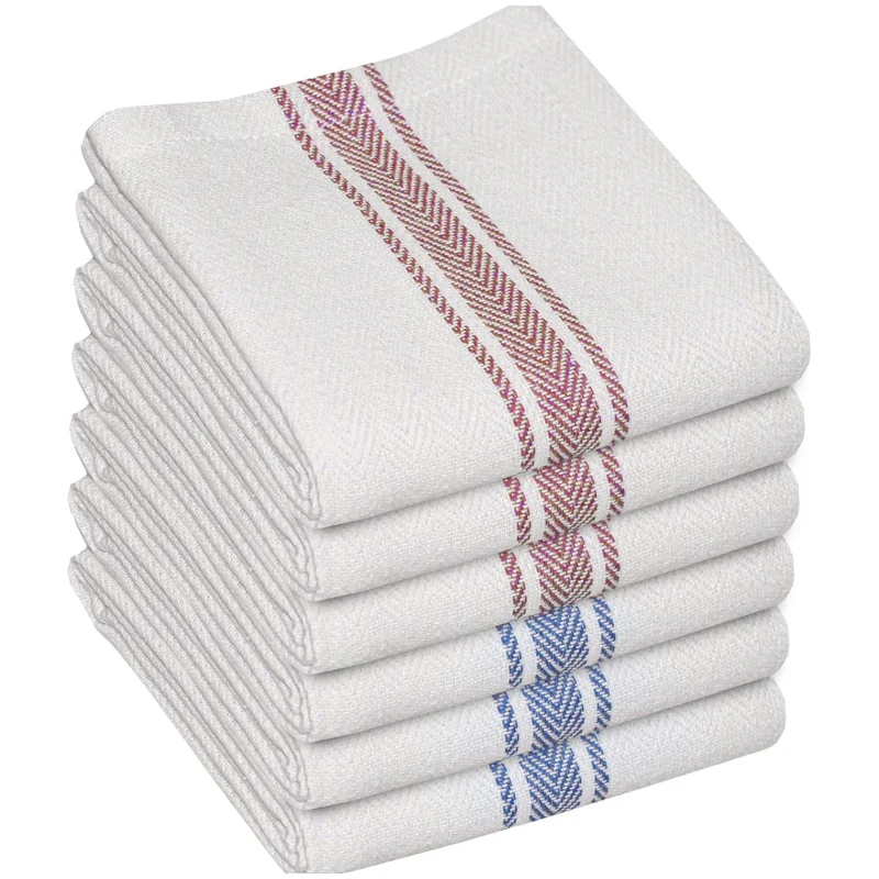 6/8 pièces, 45cm × 62 Cm, serviettes de cuisine minimalistes à rayures bicolores, chiffons de nettoyage ménager et tampons à récurer