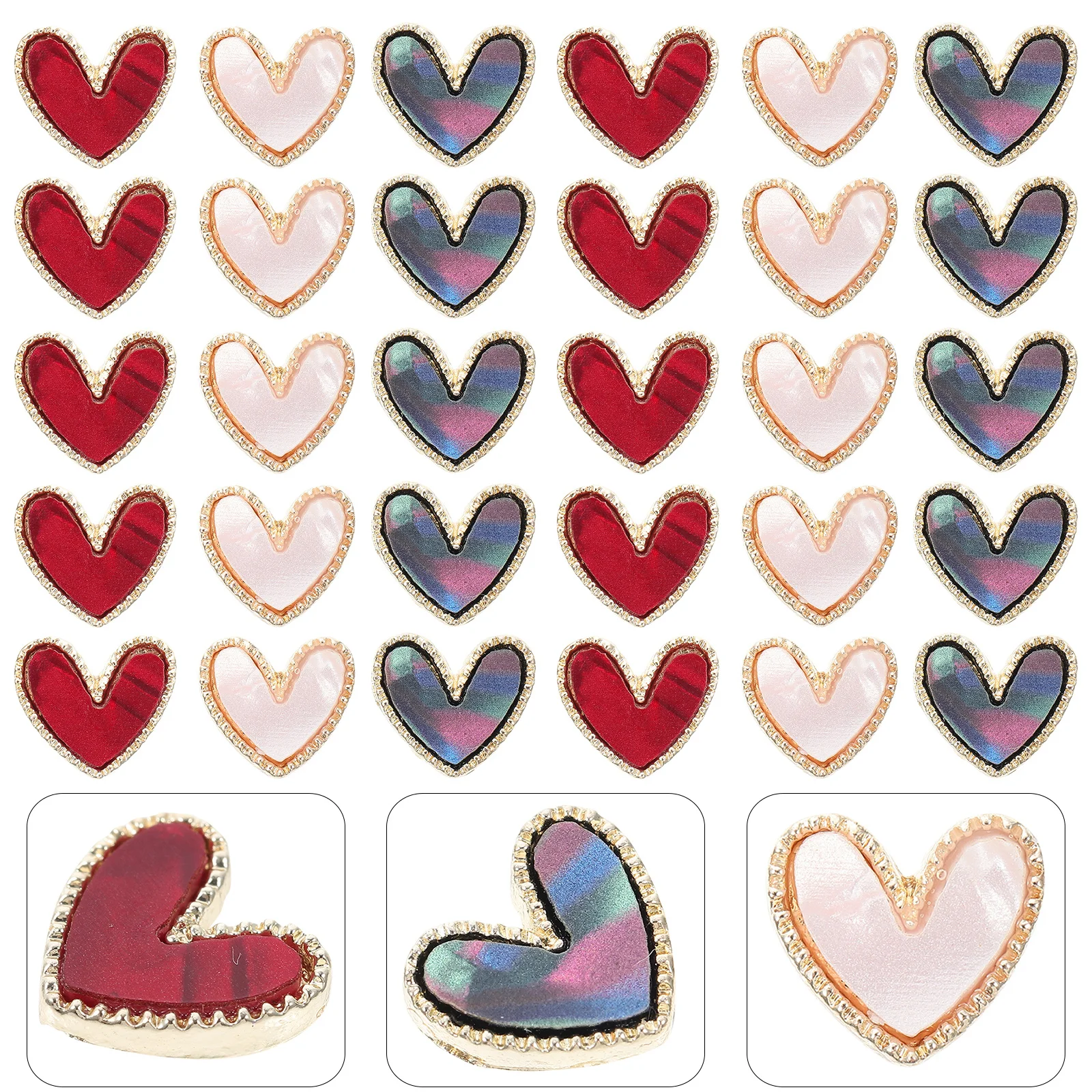 

30Pcs Heart Shape Nail Art Accessories Manicure DIY Decor Unique Three-Dimensional Nail Decorations Manicure DIY Decor