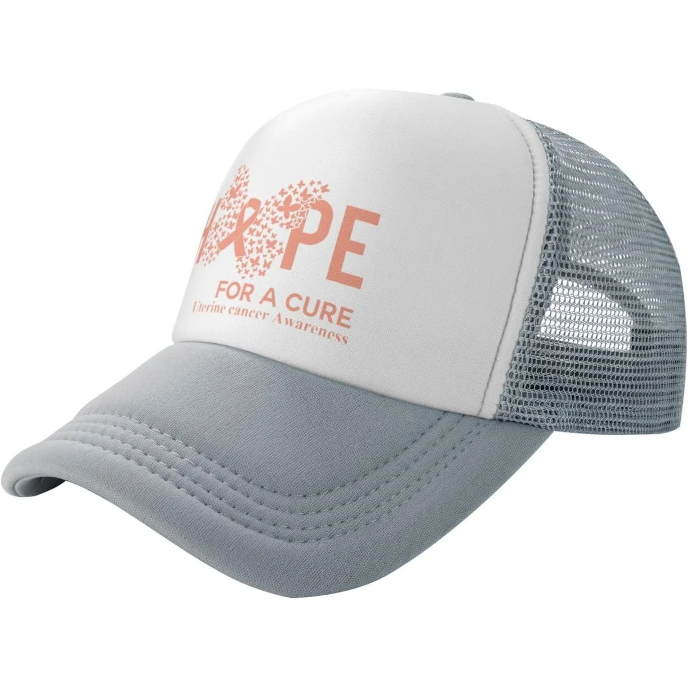 Uterine Cancer Hope Awareness Trucker Hat Breathable Mesh Back Adjustable Cap