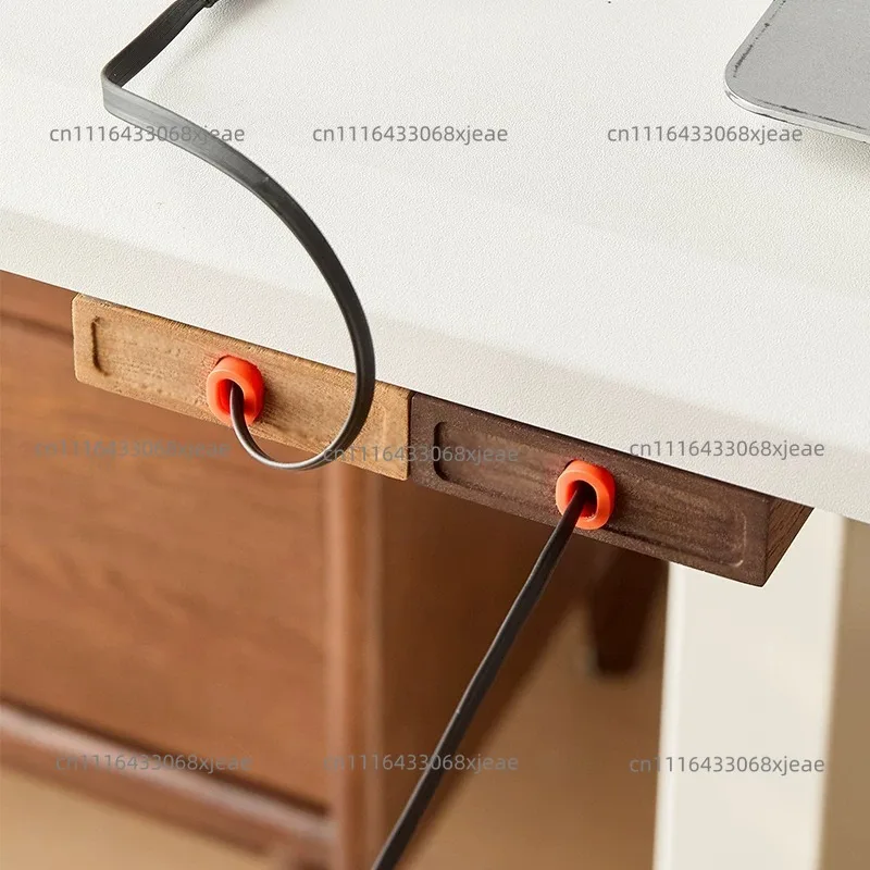 Extendable Charging Cord Holder Walnut Cable Organizer Self-Adhesive Desk Wire Management for Phone Laptop Minimalist Cord Clip