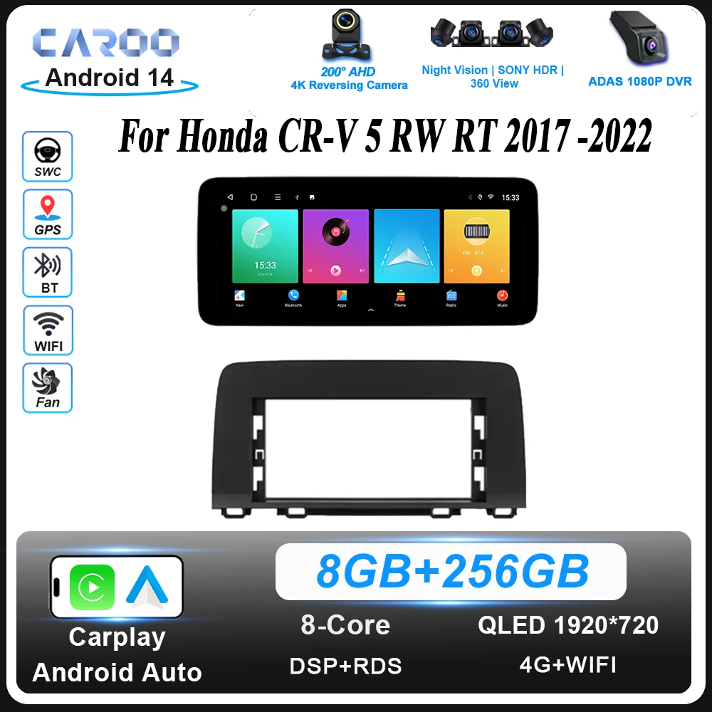 Bluetooth Android Radio For Honda CR-V 5 RW RT 2017 -2022 Auto Multimidia Player GPS Navigation WIFI Wireless Carplay Head Unit