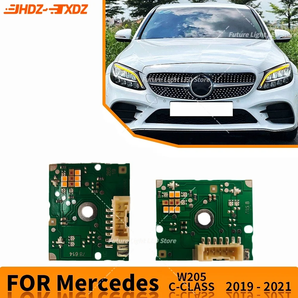 

Желто-сине-красные дневные ходовые огни (ДХО) для Mercedes C-класса W205 C205 C180 C300 2019-2021 годов выпуска, светодиодные фары, указатели поворота.