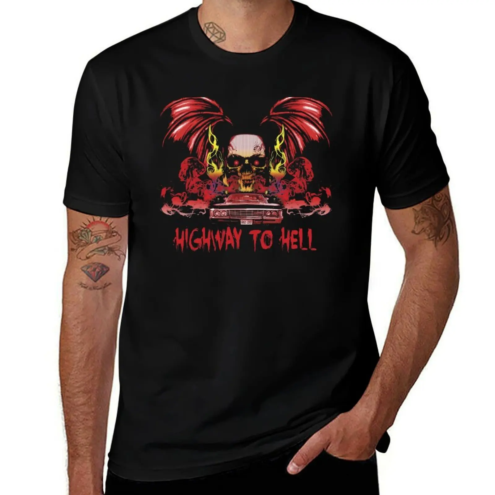 Highway To Hell - Colour T-Shirt Man T Shirt Summer Mens Graphic T Shirts T-Shirt(4XL 5XL 6XL No Shipping)