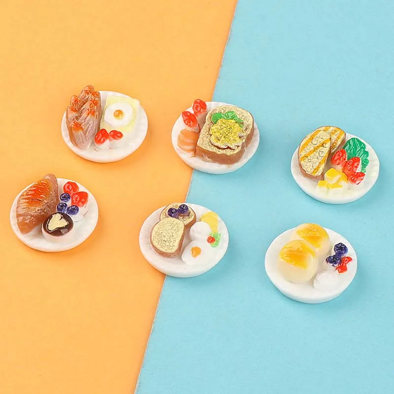 จานขนมหวานจิ๋ว 6 ชิ้น สำหรับตกแต่งบ้านจิ๋ว อุปกรณ์ครัว ของตกแต่ง อาหารจำลอง จานติ่มซำ ของประกอบฉาก หลากหลายแบบ