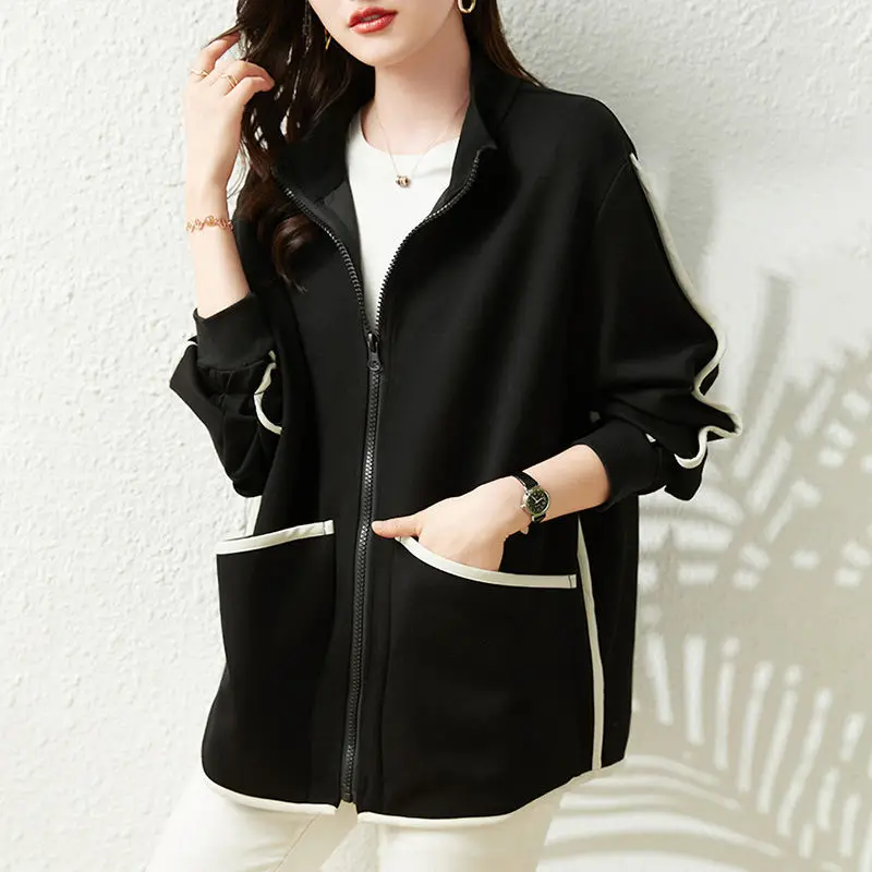 

Fashion Stand Collar Spliced Pockets Casual Shirts Women's Clothing Autumn Winter New Loose All-match Tops Korean Blouses