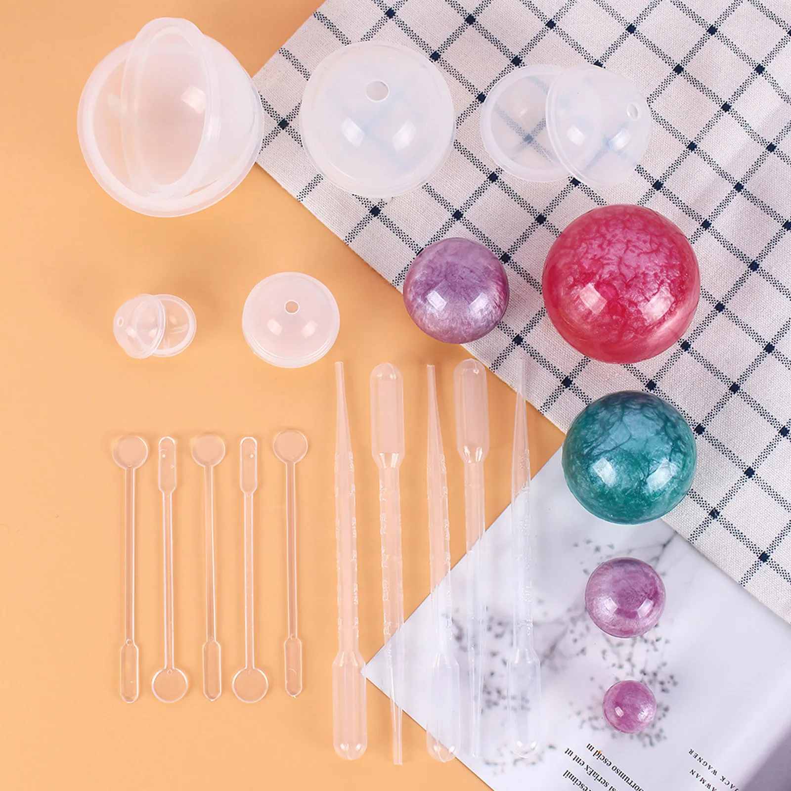 

1 Set Of Crystal Ball Pendant Jewelry Making Mold Round Silicone Diy Craft Tool For Handmade Sphere Ornament Decorative Ball