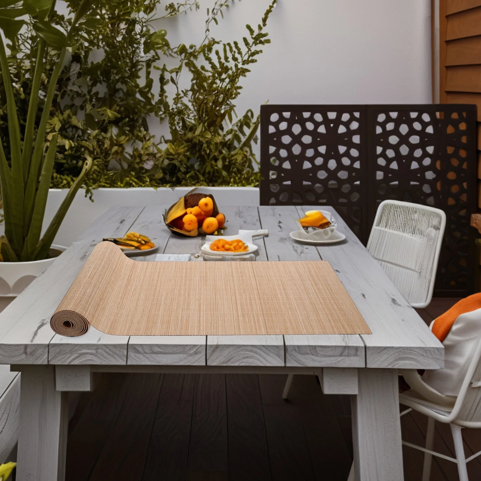 

Wide Cuttable Bamboo Table Runner Dining Tea Mat Roll Tablecloth Decoration Heat Resistant Kitchen Party Outdoor Use