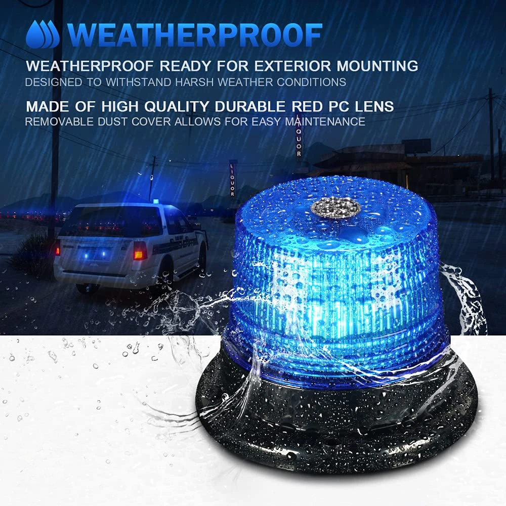 40LED Car Emergency Strobe Light Amber Singal Safety Warning Flashing Beacon Strobe Lamp Magnetic Base for Truck Trailer 12V-24V