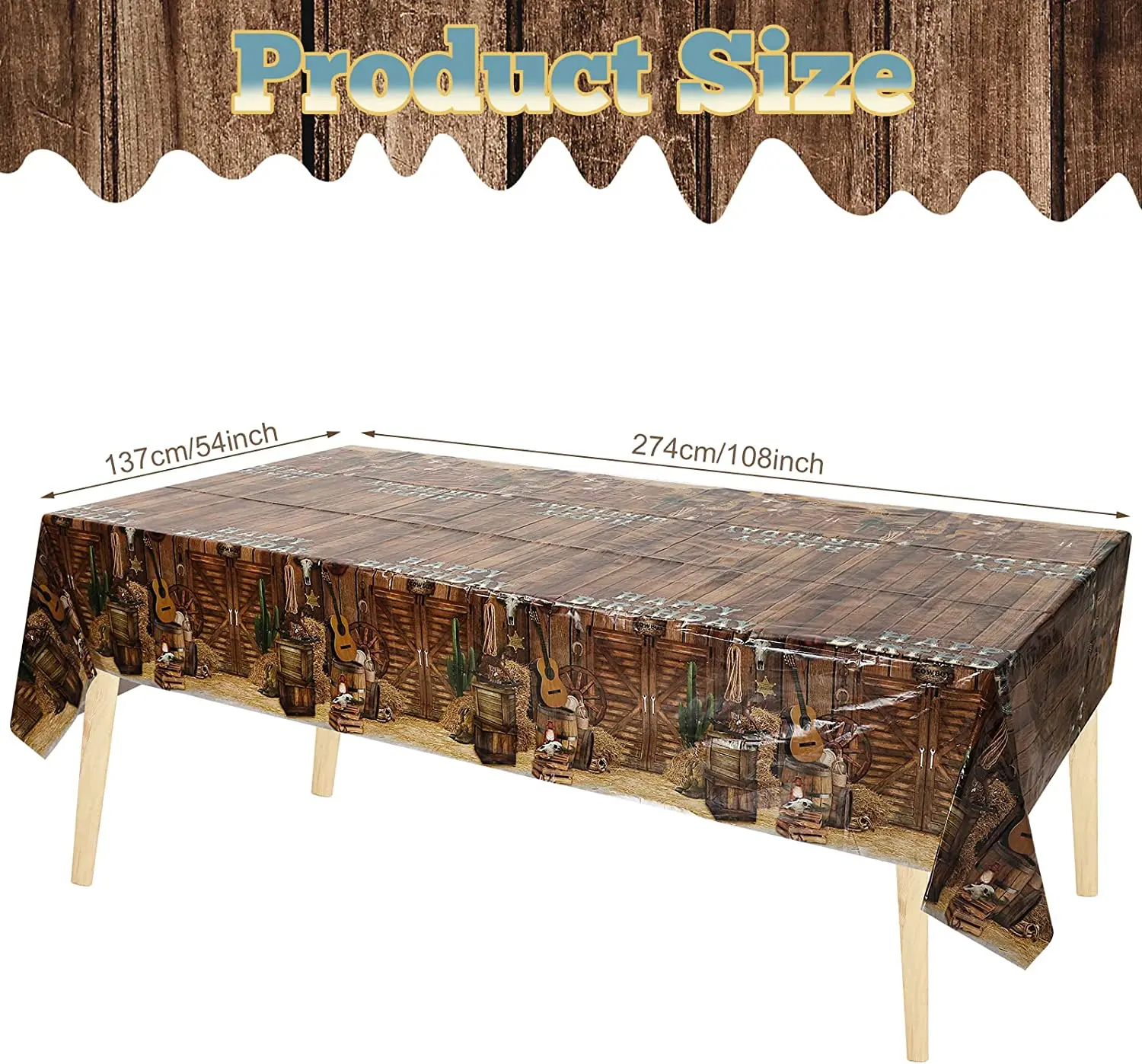 Tovaglie occidentali decorazioni per feste da Cowboy copritavolo di compleanno Wild West buon compleanno tovaglia plastica Western Table Clot