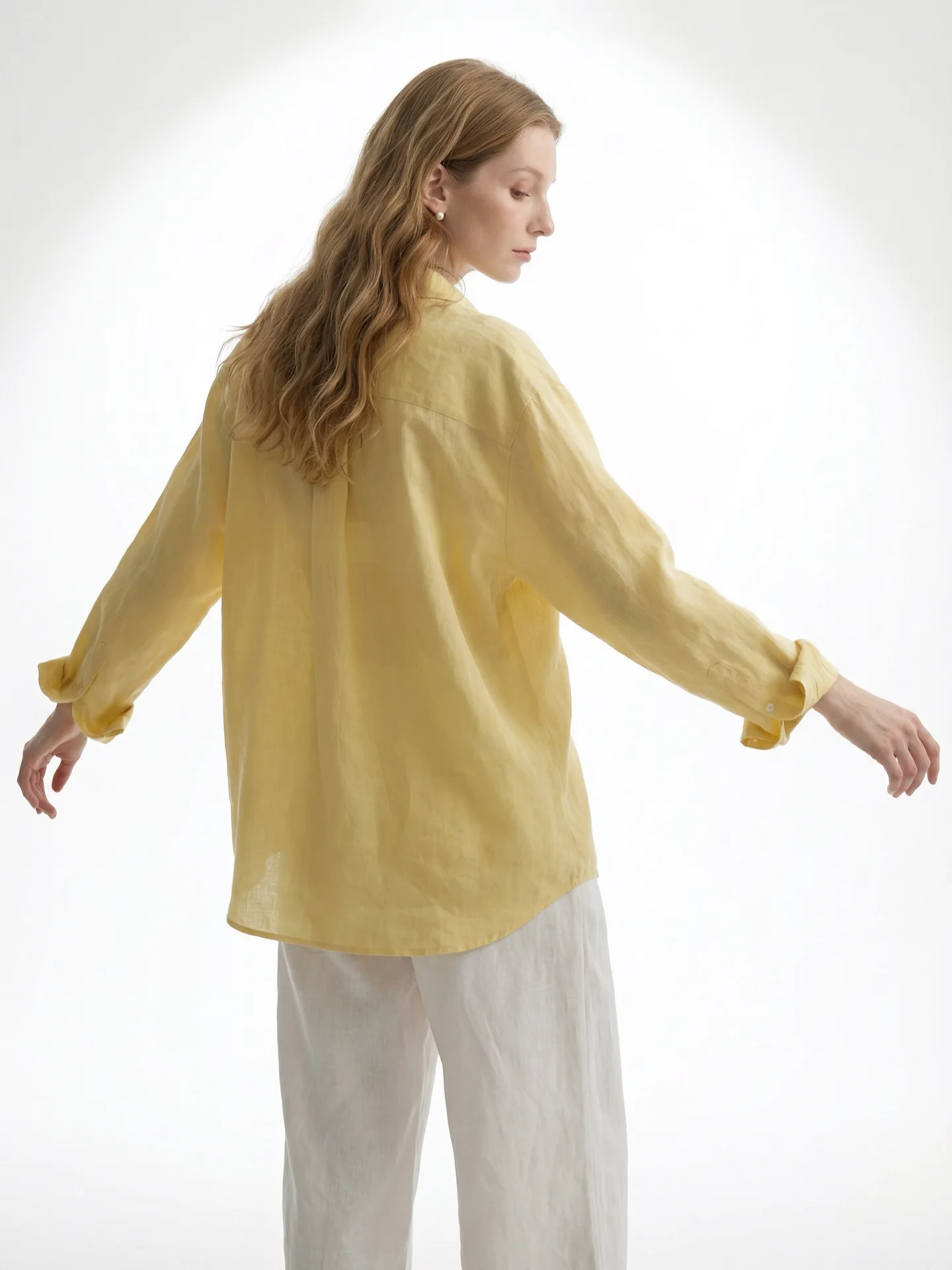 

BW Linen Shirt Women's Loose Fit Casual Style Long Sleeve Classic Collar Comfortable Sensation Lazy High Intelligence Quiet L...