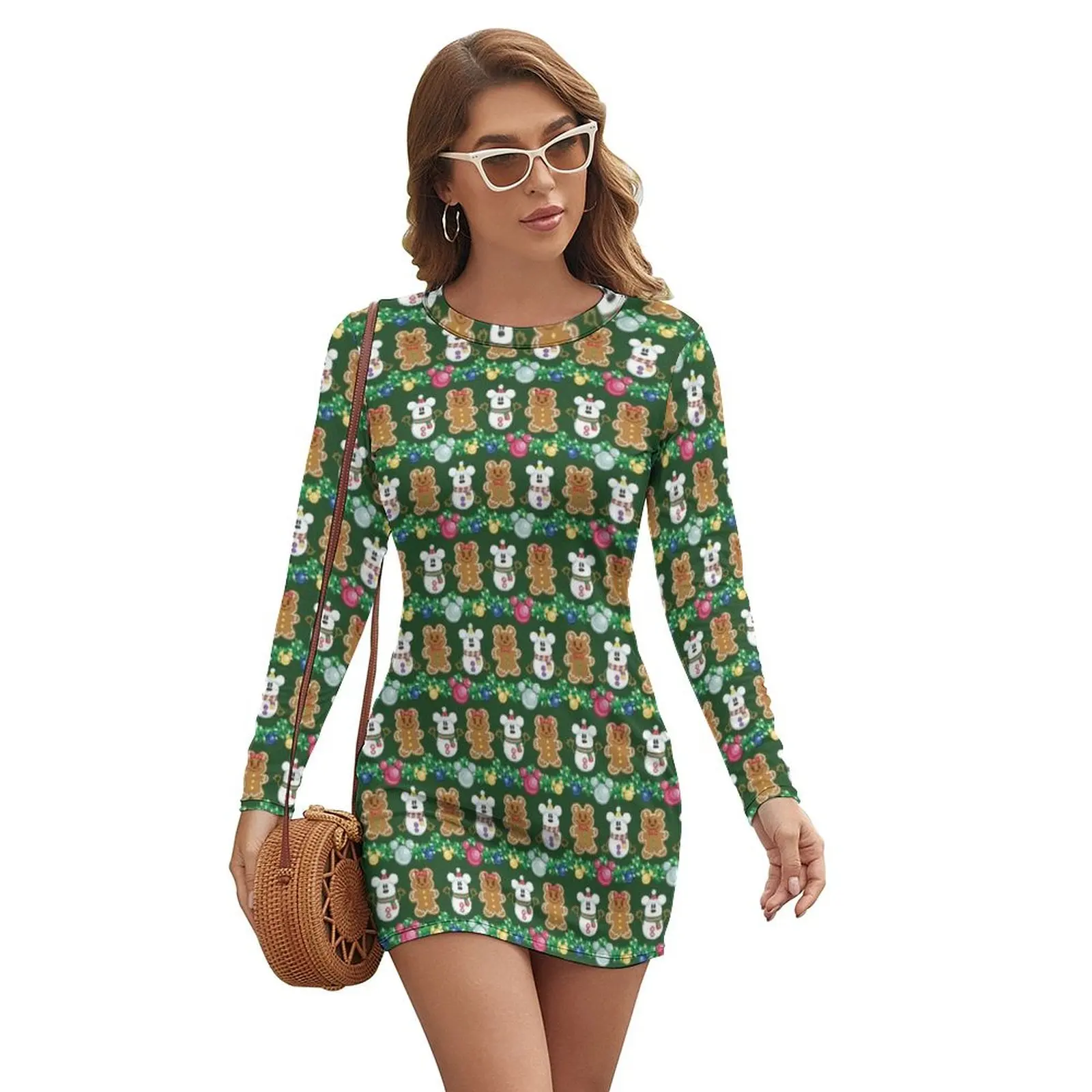 

Happy Holiday Gingerbread Long-sleeved Dress woman dress Women's summer dress women's luxury party