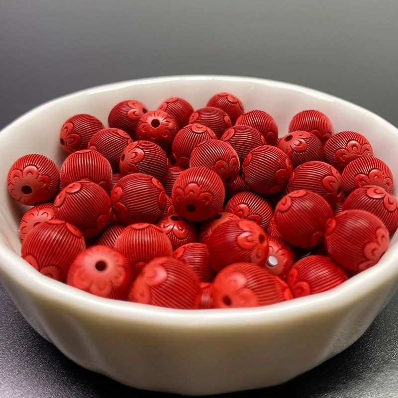 

10pc Chinese Cinnabar Wire Drawing Lantern Beads Necklace Jewellery Fashion Accessories Hand-Carved Men Lucky Gifts Amulet
