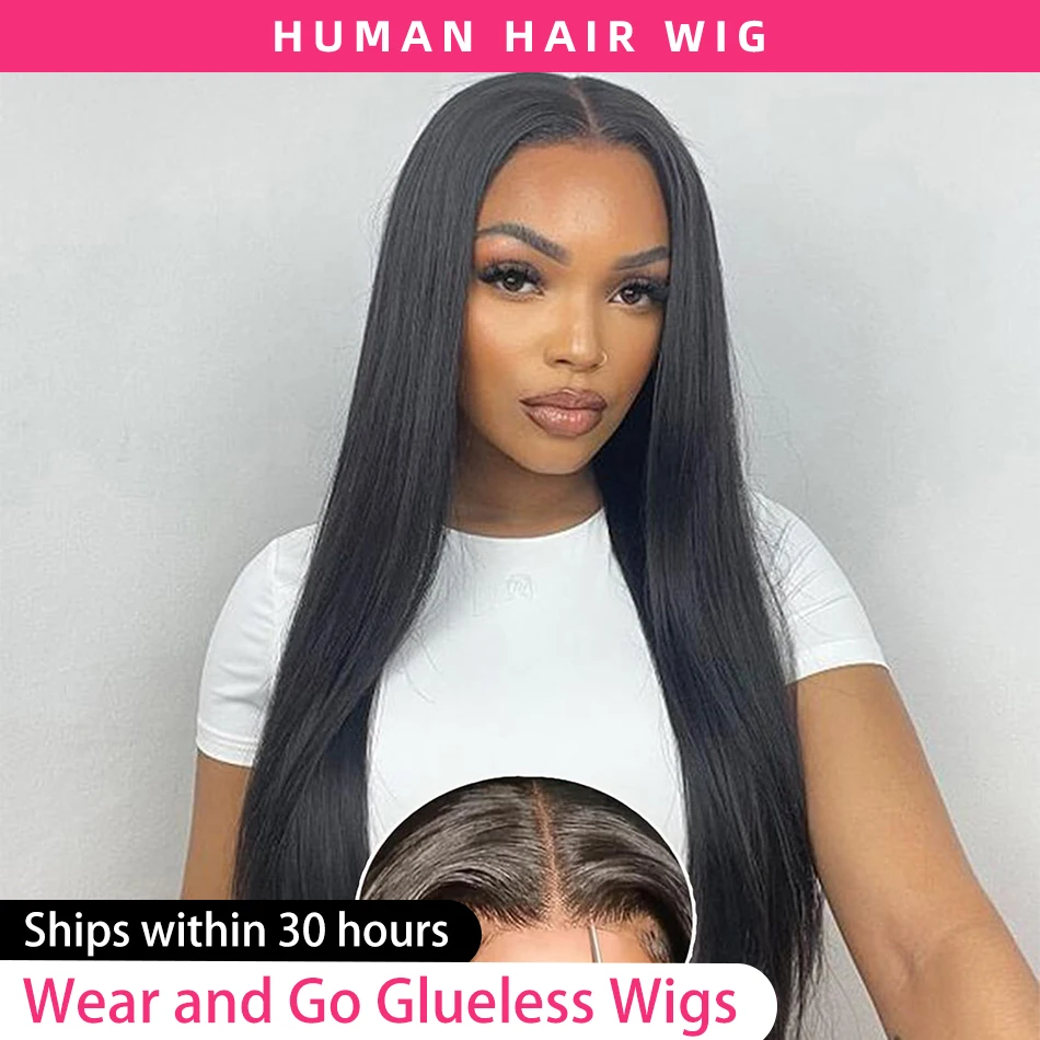 

7x6 Lace Front Wig Human Hair Pre Plucked Hairline Bleached Knots Straight Lace Frontal Glueless Wigs 180% Density for Women wig