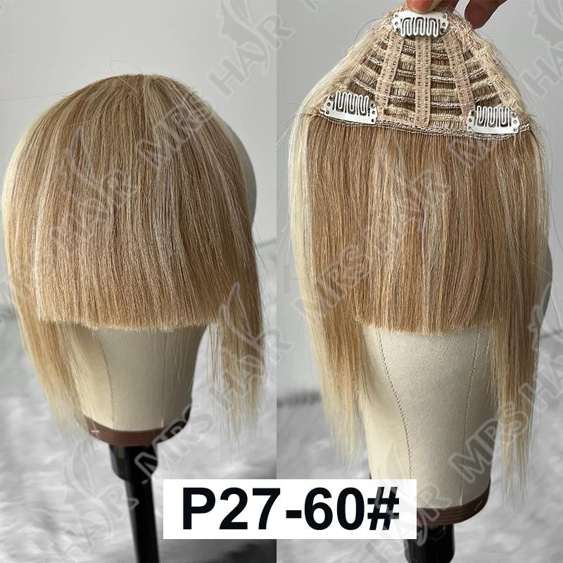MRSHAIR Frangia per capelli umani Clip nell'estensione dei capelli Naturale 3D Falso Frangia d'aria smussata Pezzi di capelli Non-Remy 3 clip 2.5 "x 4.5" Per spettacoli