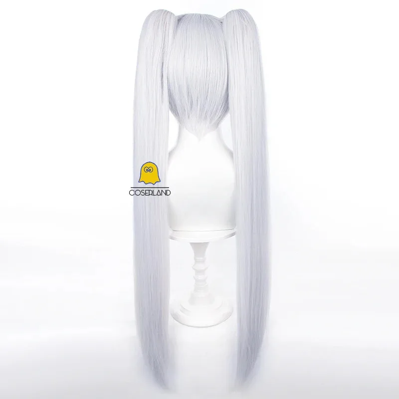 Anime Frieren Beyond Journey's End Frieren Cosplay Wig Gray Blue Double Ponytail Long Hair Ears Earrings Halloween Women Props