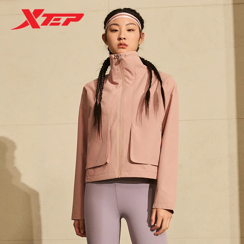 Xtep Jacket Coat For Women 2024 Spring Wind Proof Women\'s Coat Comprehensive Training Leisure Sporty Outdoor Tops 876128150014