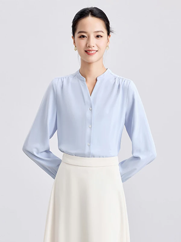

Blue Casual Fashionable Shirt Women's Long Sleeve Commute Style Age Reduction Classic Simple Match Queen Style Polyester Fiber