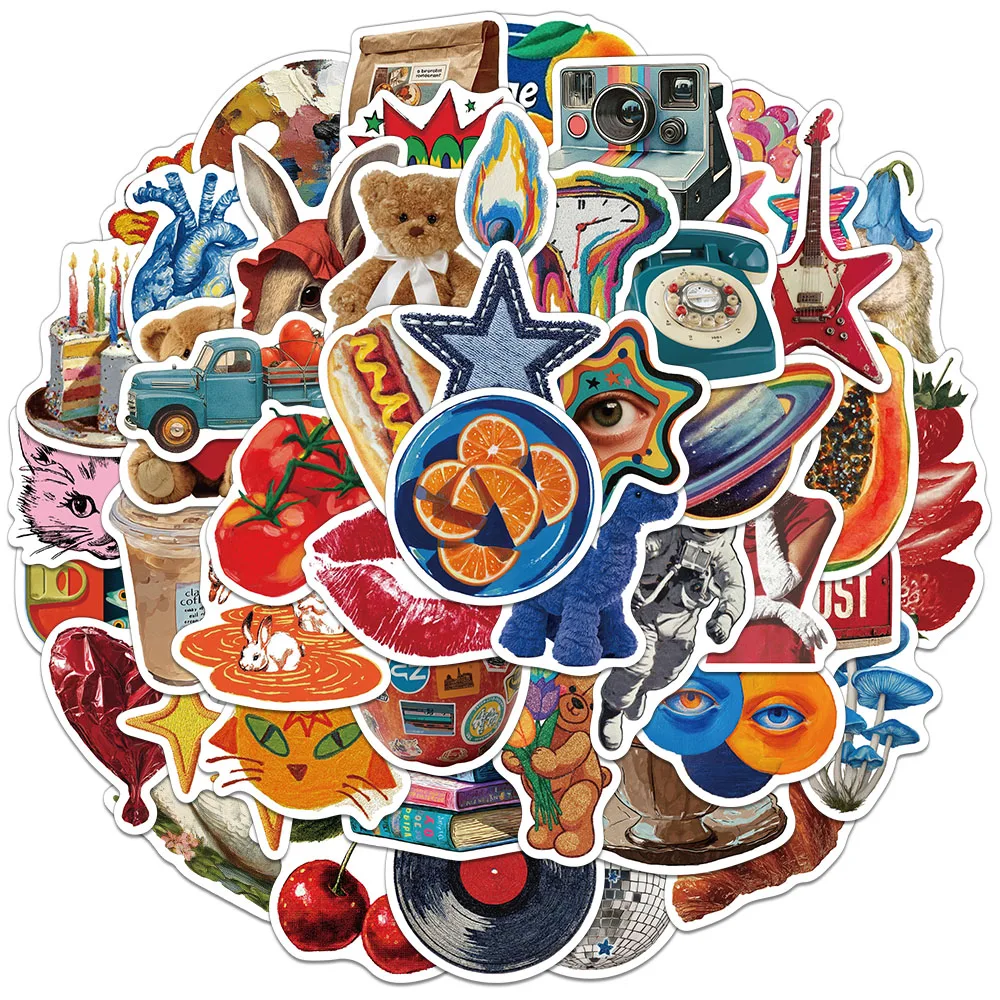 50PCS Creative Vintage Y2K Stickers, Envelope Sealing Stickers, DIY Notebook, Water Cup, Glasses Box, Phone Stickers
