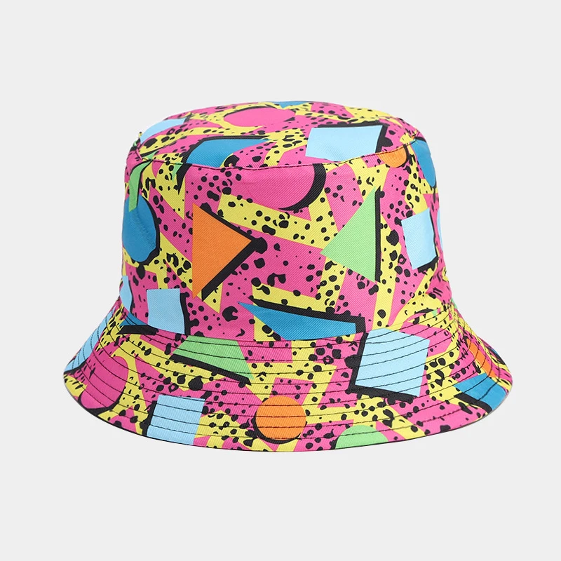 Double Sided Cartoon Duck Print Bucket Hat Reversible Wide Brim Sun Cap for Men Women