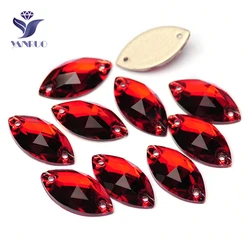 YANRUO 3223 tutte le taglie Siam Horse Eye Strass fai da te retro piatto cucire su Strass cristalli di vetro pietre rosse per l'artigianato