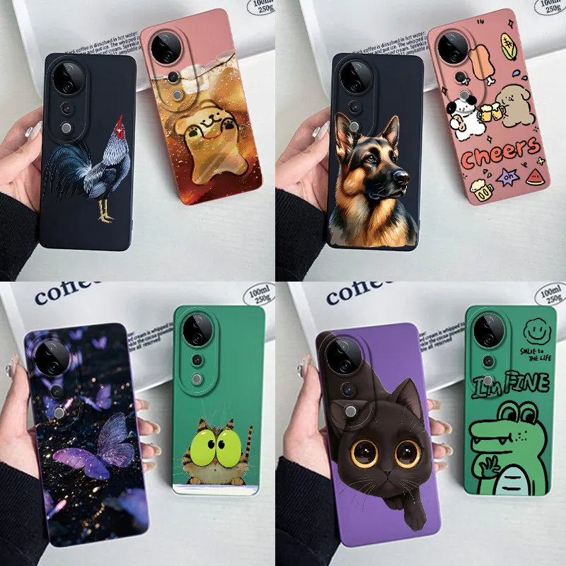 For Vivo V40 Pro V40 5G V2347 V2348 Cases V 40 40Pro Soft Silicone Phone Case Sweet Printing Shell Lovely Painting Cartoon Cover