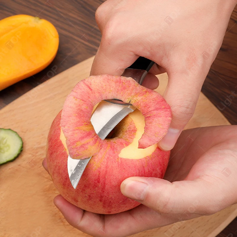 WXCOO Fruit Peeler Knife Perfect for Kitchen Stainless Steel Vegetable Anti-Slip Black Handle Fruit Paring Cutter Knife