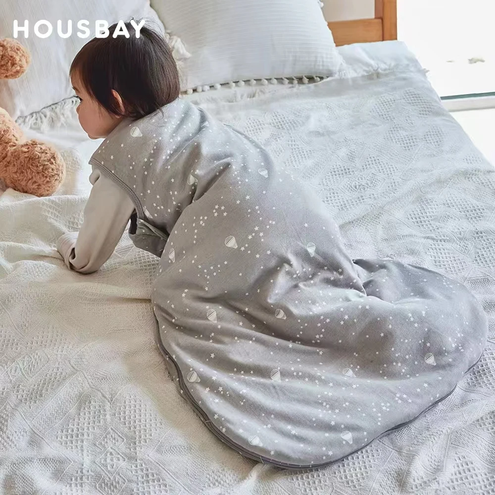 Saco de dormir tipo chaleco para bebé, 2,5 juntos, 100% algodón, 0-24 meses, saco de dormir sin mangas para primavera y otoño con globo de aire caliente de 60Cm de largo